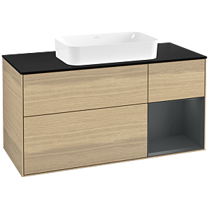 Villeroy und Boch Finion Waschtischunterschrank G712HGPC 120x60,3x50,1cm, Regal rechts Midnight Blue Matt Lacquer, Oak Veneer