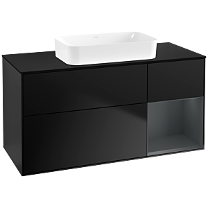 Villeroy und Boch Finion Waschtischunterschrank G712HGPD 120x60,3x50,1cm, Regal rechts Midnight Blue Matt Lacquer, Black matt lacquer