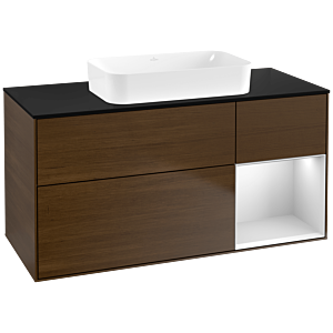 Villeroy und Boch Finion Waschtischunterschrank G712MTGN 120x60,3x50,1cm, Regal rechts White matt lacquer, Walnut veneer