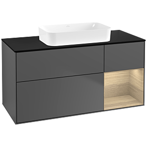 Villeroy und Boch Finion Waschtischunterschrank G712PCGK 120x60,3x50,1cm, Regal rechts Oak Veneer, Anthracite matt