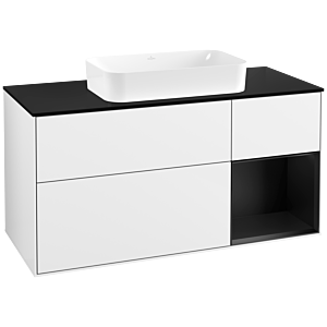 Villeroy und Boch Finion Waschtischunterschrank G712PDGF 120x60,3x50,1cm, Regal rechts Black matt lacquer, Glossy white lacquer
