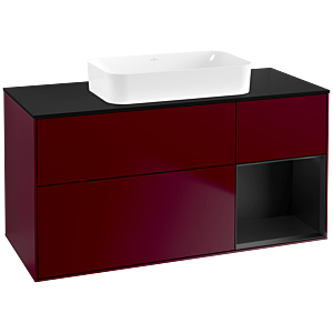 Villeroy und Boch Finion Waschtischunterschrank G712PDHB 120x60,3x50,1cm, Regal rechts Black matt lacquer, Peony Matt