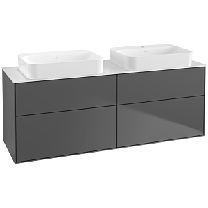 Villeroy und Boch Finion Waschtischunterschrank G72100GK 160x60,3x50,1cm, Glass White Matt, Anthracite matt