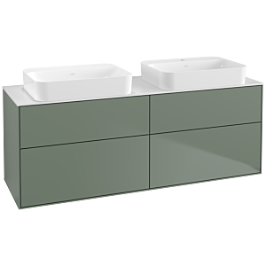 Villeroy und Boch Finion Waschtischunterschrank G72100GM 160x60,3x50,1cm, Glass White Matt, Olive Matt Lacquer