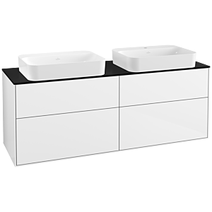 Villeroy und Boch Finion Waschtischunterschrank G72200GF 160x60,3x50,1cm, Glass Black Matt, Glossy white lacquer