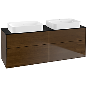 Villeroy et Boch Finion Villeroy et Boch G72200GN 160x60.3x50.1cm, verre noir mat, placage noyer