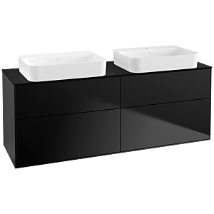 Villeroy und Boch Finion Waschtischunterschrank G72200PD 160x60,3x50,1cm, Glass Black Matt, Black matt lacquer