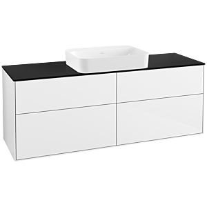 Villeroy und Boch Finion Waschtischunterschrank G73200GF 160x60,3x50,1cm, Glass Black Matt, Glossy white lacquer