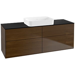 Villeroy und Boch Finion Waschtischunterschrank G73200GN 160x60,3x50,1cm, Glass Black Matt, Walnut veneer