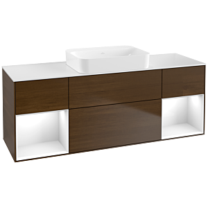 Villeroy et Boch Finion Villeroy et Boch G741GFGN 160x60.3x50.1cm, étagères Laque blanc brillant, placage noyer