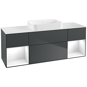 Villeroy et Boch Finion G741GFHG 160x60,3x50,1cm, étagères Laque blanche brillante, Midnight Blue Matt Lacquer