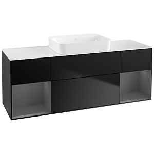 Villeroy et Boch Finion Villeroy et Boch G741GKPD 160x60.3x50.1cm, étagères Laque anthracite mat, Laque noire mate
