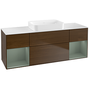 Villeroy et Boch Finion Villeroy et Boch G741GMGN 160x60.3x50.1cm, étagères laqué mat olive, placage noyer