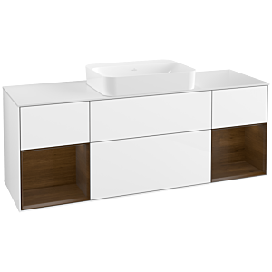 Villeroy et Boch Finion Villeroy et Boch G741GNGF 160x60.3x50.1cm, étagères placage noyer, laqué blanc brillant