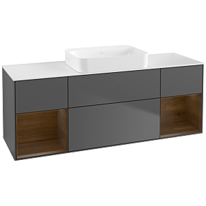 Villeroy et Boch Finion Villeroy et Boch G741GNGK 160x60.3x50.1cm, étagères placage noyer, anthracite mat