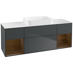 Villeroy et Boch Finion Villeroy et Boch G741GNHG 160x60.3x50.1cm, étagères placage noyer, Midnight Blue Matt Lacquer
