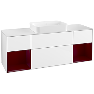Villeroy und Boch Finion Waschtischunterschrank G741HBGF 160x60,3x50,1cm, Regale Peony matt lacquer, Glossy white lacquer