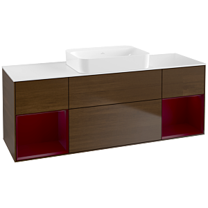 Villeroy und Boch Finion Waschtischunterschrank G741HBGN 160x60,3x50,1cm, Regale Peony matt lacquer, Walnut veneer