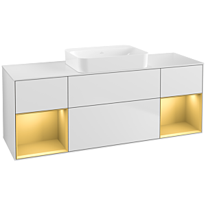 Villeroy und Boch Finion Waschtischunterschrank G741HFMT 160x60,3x50,1cm, Regale Gold matt lacquer, White matt lacquer