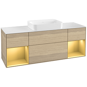 Villeroy et Boch Finion Villeroy et Boch G741HFPC 160x60.3x50.1cm, étagères laqué or mat, Oak Veneer