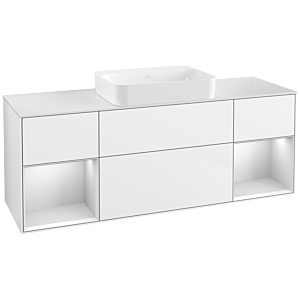 Villeroy und Boch Finion Waschtischunterschrank G741MTGF 160x60,3x50,1cm, Regale White matt lacquer, Glossy white lacquer