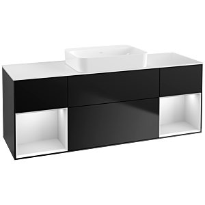 Villeroy et Boch Finion Villeroy et Boch G741MTPD 160x60.3x50.1cm, étagères laqué blanc mat, laqué noir mat