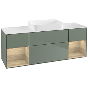 Villeroy et Boch Finion Villeroy et Boch G741PCGM 160x60.3x50.1cm, étagères Oak Veneer , Olive Matt Lacquer