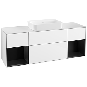 Villeroy et Boch Finion Villeroy et Boch G741PDGF 160x60.3x50.1cm, étagères laqué noir mat, laqué blanc brillant