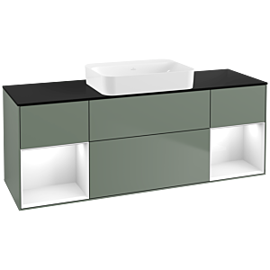 Villeroy et Boch Finion G742GFGM 160x60.3x50.1cm, étagères Laque blanche brillante, Olive Matt Lacquer