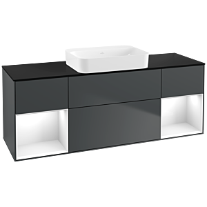 Villeroy et Boch Finion G742GFHG 160x60,3x50,1cm, étagères Laque blanche brillante, Midnight Blue Matt Lacquer