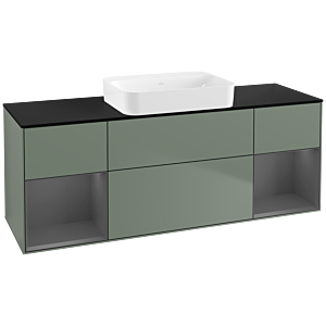 Villeroy et Boch Finion G742GKGM 160x60,3x50,1cm, étagères laqué anthracite mat, Olive Matt Lacquer