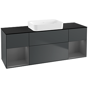 Villeroy und Boch Finion Waschtischunterschrank G742GKHG 160x60,3x50,1cm, Regale Anthracite matt lacquer, Midnight Blue Matt Lacquer