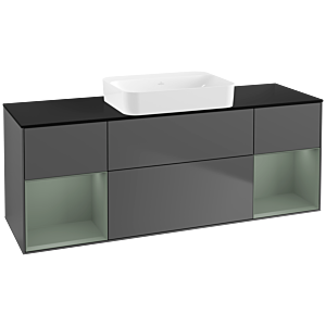 Villeroy et Boch Finion Villeroy et Boch G742GMGK 160x60.3x50.1cm, étagères laqué olive mat, anthracite mat