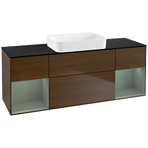 Villeroy et Boch Finion Villeroy et Boch G742GMGN 160x60.3x50.1cm, étagères laqué mat olive, placage noyer