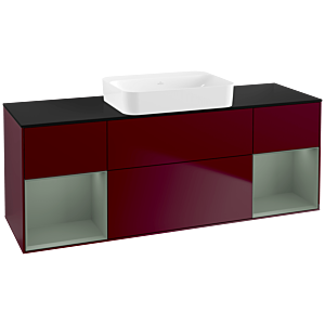 Villeroy und Boch Finion Waschtischunterschrank G742GMHB 160x60,3x50,1cm, Regale Olive matt lacquer, Peony Matt