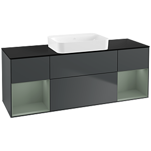 Villeroy und Boch Finion Waschtischunterschrank G742GMHG 160x60,3x50,1cm, Regale Olive matt lacquer, Midnight Blue Matt Lacquer