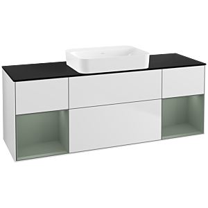 Villeroy und Boch Finion Waschtischunterschrank G742GMMT 160x60,3x50,1cm, Regale Olive matt lacquer, White matt lacquer