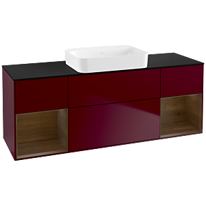 Villeroy und Boch Finion Waschtischunterschrank G742GNHB 160x60,3x50,1cm, Regale Walnut veneer, Peony Matt