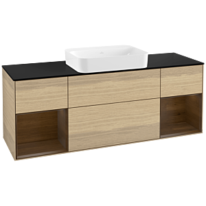 Villeroy und Boch Finion Waschtischunterschrank G742GNPC 160x60,3x50,1cm, Regale Walnut veneer, Oak Veneer