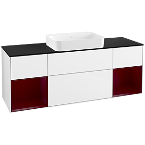 Villeroy und Boch Finion Waschtischunterschrank G742HBGF 160x60,3x50,1cm, Regale Peony matt lacquer, Glossy white lacquer