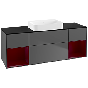 Villeroy und Boch Finion Waschtischunterschrank G742HBGK 160x60,3x50,1cm, Regale Peony matt lacquer, Anthracite matt