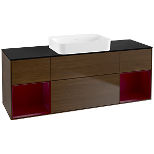 Villeroy und Boch Finion Waschtischunterschrank G742HBGN 160x60,3x50,1cm, Regale Peony matt lacquer, Walnut veneer