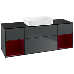 Villeroy und Boch Finion Waschtischunterschrank G742HBHG 160x60,3x50,1cm, Regale Peony matt lacquer, Midnight Blue Matt Lacquer