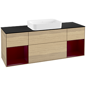 Villeroy und Boch Finion Waschtischunterschrank G742HBPC 160x60,3x50,1cm, Regale Peony matt lacquer, Oak Veneer