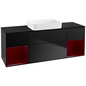 Villeroy et Boch Finion Villeroy et Boch G742HBPD 160x60.3x50.1cm, étagères Peony laqué mat, laqué noir mat