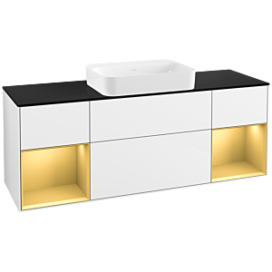 Villeroy und Boch Finion Waschtischunterschrank G742HFGF 160x60,3x50,1cm, Regale Gold matt lacquer, Glossy white lacquer
