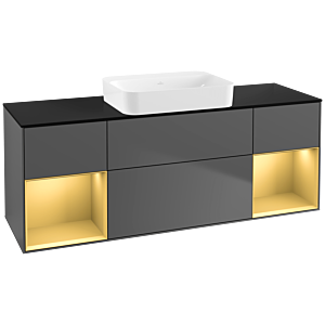 Villeroy et Boch Finion Villeroy et Boch G742HFGK 160x60.3x50.1cm, étagères laqué or mat, anthracite mat