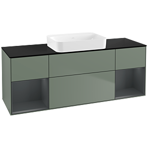 Villeroy und Boch Finion Waschtischunterschrank G742HGGM 160x60,3x50,1cm, Regale Midnight matt lacquer, Olive Matt Lacquer