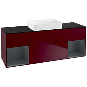 Villeroy et Boch Finion G742HGHB 160x60,3x50,1cm, étagères laqué mat Midnight, Peony Matt