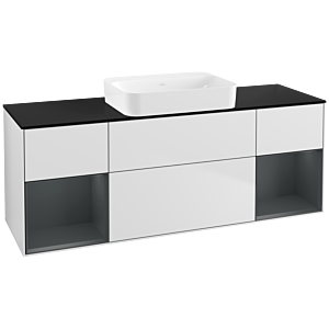 Villeroy und Boch Finion Waschtischunterschrank G742HGMT 160x60,3x50,1cm, Regale Midnight matt lacquer, White matt lacquer